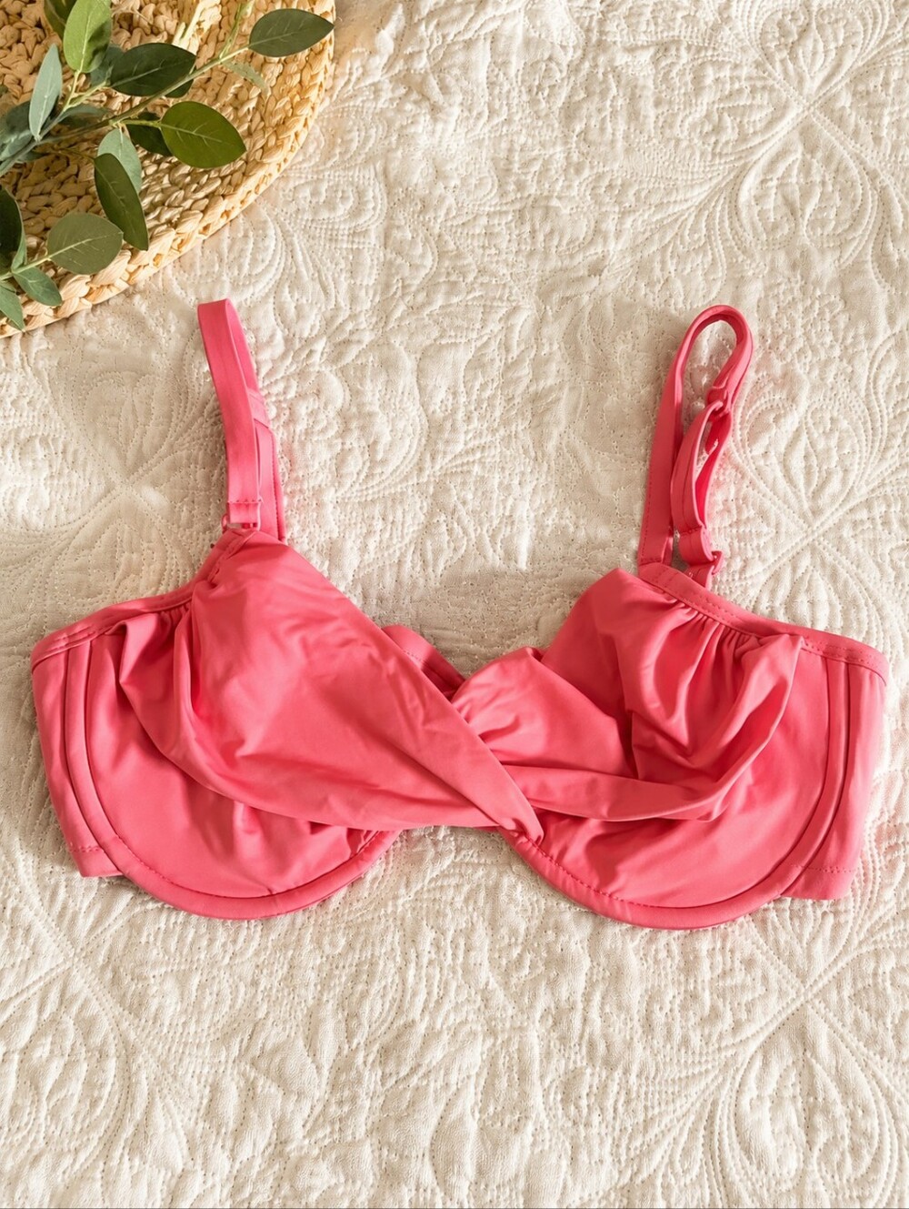 Swim Systems Coral Pink Underwire Bikini Top 36DD Bra-Sized